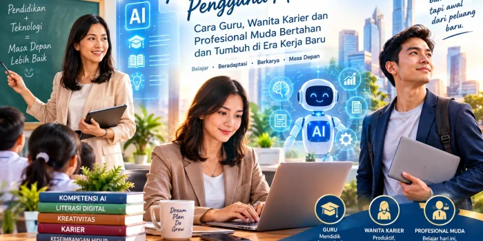 AI, guru, wanita karier dan profesional muda di era kerja baru